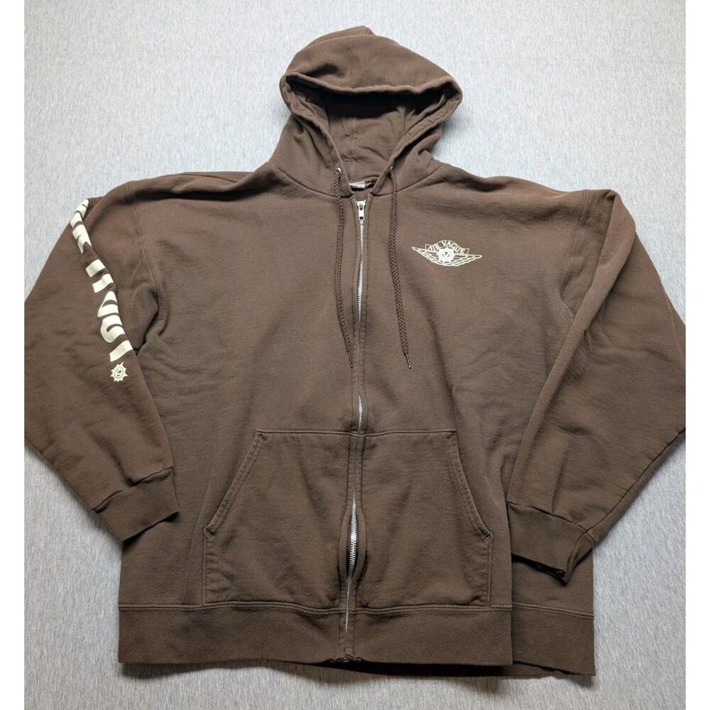 Vintage Air Vague Hoodie Men’s Size Large Brown Zip Up Jacket Air It Out